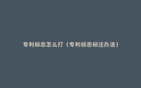 专利标志怎么打（专利标志标注办法）