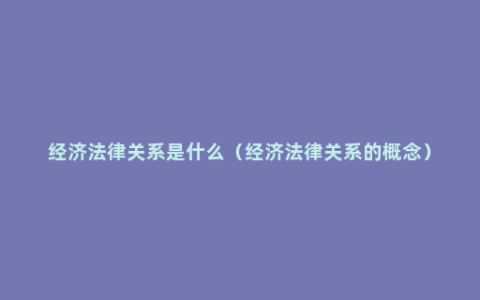 经济法律关系是什么（经济法律关系的概念）