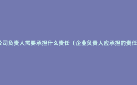 公司负责人需要承担什么责任（企业负责人应承担的责任）