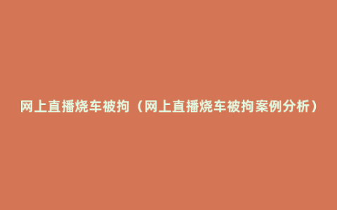 网上直播烧车被拘（网上直播烧车被拘案例分析）