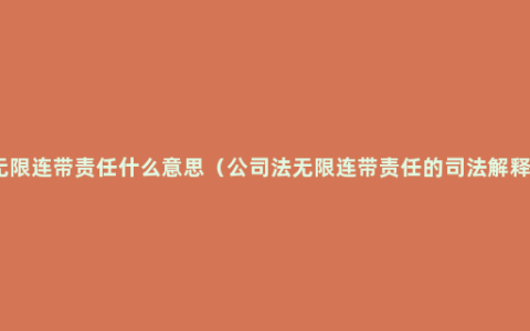 无限连带责任什么意思（公司法无限连带责任的司法解释）