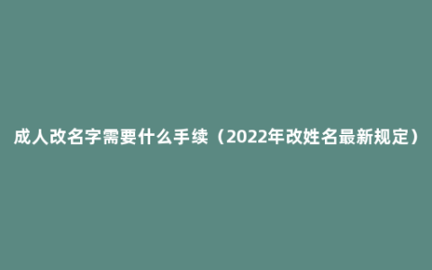 成人改名字需要什么手续（2022年改姓名最新规定）