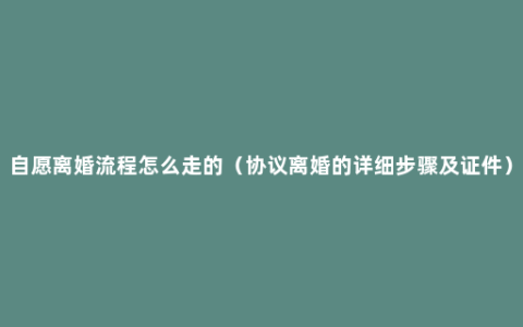 自愿离婚流程怎么走的（协议离婚的详细步骤及证件）