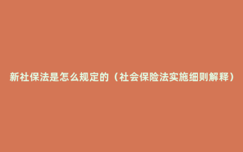 新社保法是怎么规定的（社会保险法实施细则解释）
