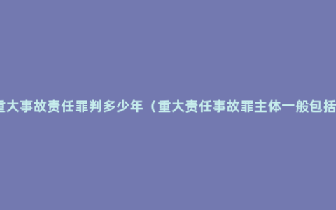 重大事故责任罪判多少年（重大责任事故罪主体一般包括）