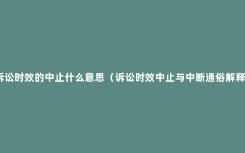 诉讼时效的中止什么意思（诉讼时效中止与中断通俗解释）
