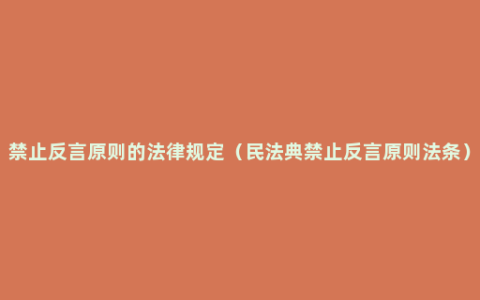 禁止反言原则的法律规定（民法典禁止反言原则法条）
