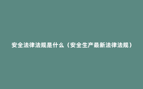 安全法律法规是什么（安全生产最新法律法规）