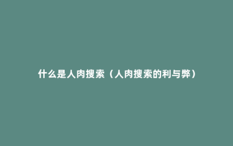 什么是人肉搜索（人肉搜索的利与弊）