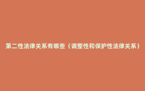 第二性法律关系有哪些（调整性和保护性法律关系）