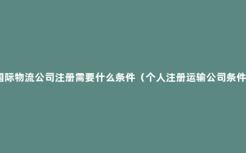 国际物流公司注册需要什么条件（个人注册运输公司条件）