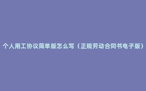 个人用工协议简单版怎么写（正规劳动合同书电子版）