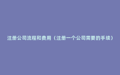 注册公司流程和费用（注册一个公司需要的手续）