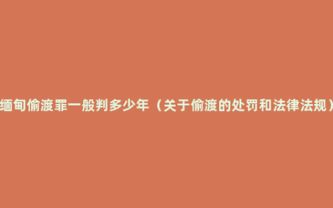 缅甸偷渡罪一般判多少年（关于偷渡的处罚和法律法规）