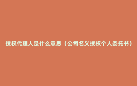 授权代理人是什么意思（公司名义授权个人委托书）