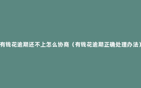 有钱花逾期还不上怎么协商（有钱花逾期正确处理办法）