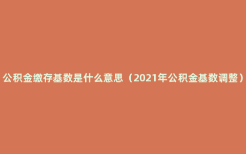 公积金缴存基数是什么意思（2021年公积金基数调整）