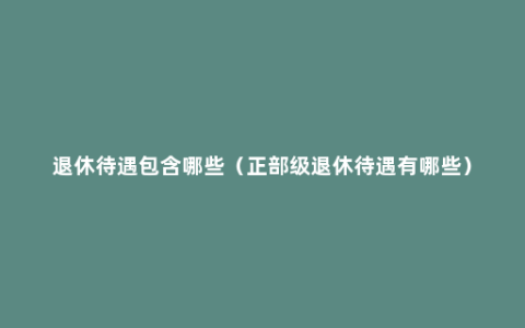 退休待遇包含哪些（正部级退休待遇有哪些）
