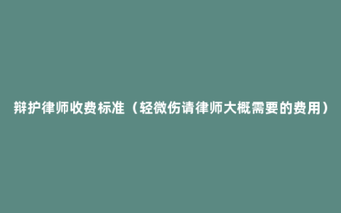 辩护律师收费标准（轻微伤请律师大概需要的费用）