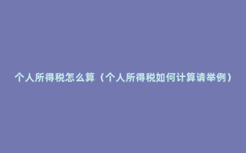 个人所得税怎么算（个人所得税如何计算请举例）
