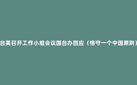 台美召开工作小组会议国台办回应（恪守一个中国原则）