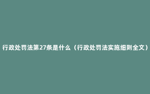 行政处罚法第27条是什么（行政处罚法实施细则全文）