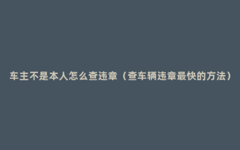 车主不是本人怎么查违章（查车辆违章最快的方法）