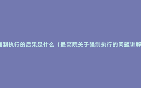强制执行的后果是什么（最高院关于强制执行的问题讲解）