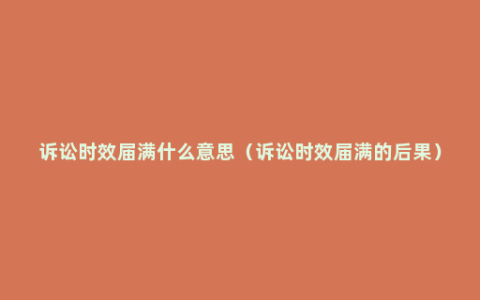 诉讼时效届满什么意思（诉讼时效届满的后果）