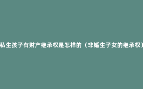 私生孩子有财产继承权是怎样的（非婚生子女的继承权）
