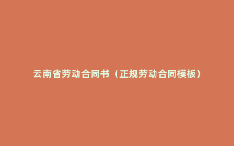 云南省劳动合同书（正规劳动合同模板）