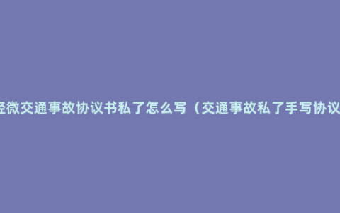 轻微交通事故协议书私了怎么写（交通事故私了手写协议）