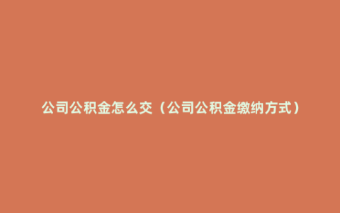公司公积金怎么交（公司公积金缴纳方式）