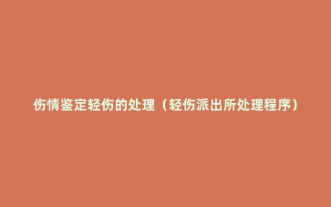 伤情鉴定轻伤的处理（轻伤派出所处理程序）