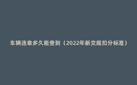 车辆违章多久能查到（2022年新交规扣分标准）