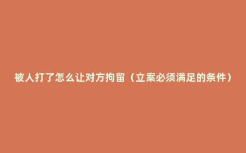 被人打了怎么让对方拘留（立案必须满足的条件）