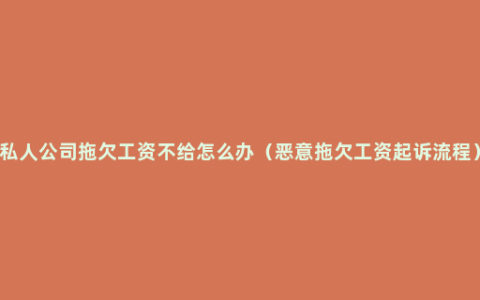私人公司拖欠工资不给怎么办（恶意拖欠工资起诉流程）