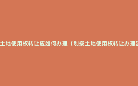 划拨土地使用权转让应如何办理（划拨土地使用权转让办理流程）