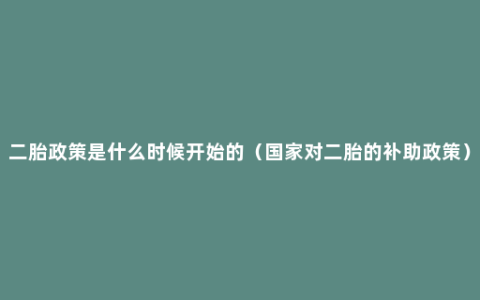 二胎政策是什么时候开始的（国家对二胎的补助政策）