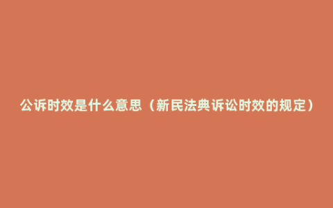 公诉时效是什么意思（新民法典诉讼时效的规定）