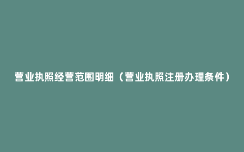 营业执照经营范围明细（营业执照注册办理条件）