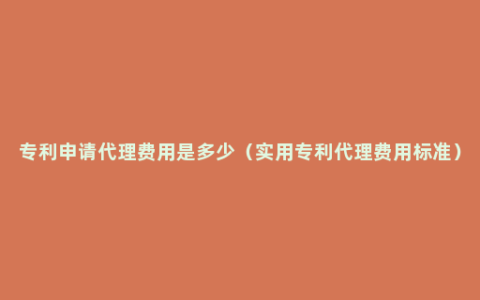 专利申请代理费用是多少（实用专利代理费用标准）