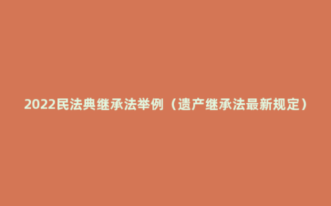 2022民法典继承法举例（遗产继承法最新规定）