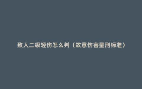 致人二级轻伤怎么判（故意伤害量刑标准）