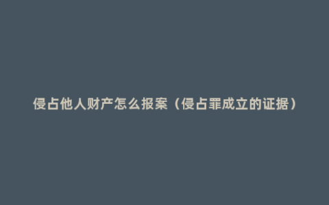 侵占他人财产怎么报案（侵占罪成立的证据）
