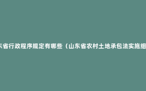 山东省行政程序规定有哪些（山东省农村土地承包法实施细则）