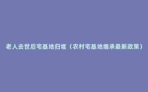 老人去世后宅基地归谁（农村宅基地继承最新政策）