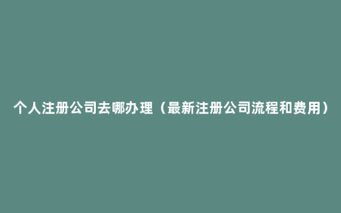 个人注册公司去哪办理（最新注册公司流程和费用）