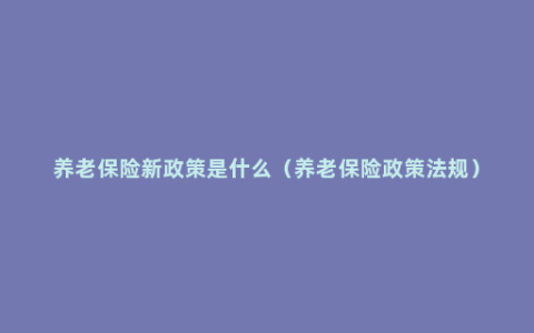 养老保险新政策是什么（养老保险政策法规）