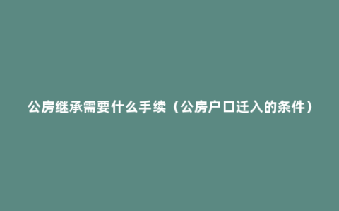 公房继承需要什么手续（公房户口迁入的条件）